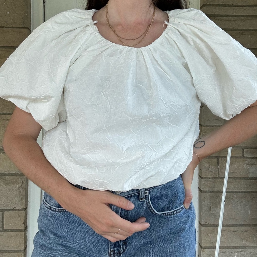 Endless Rose White Puff Sleeve Bubble Top